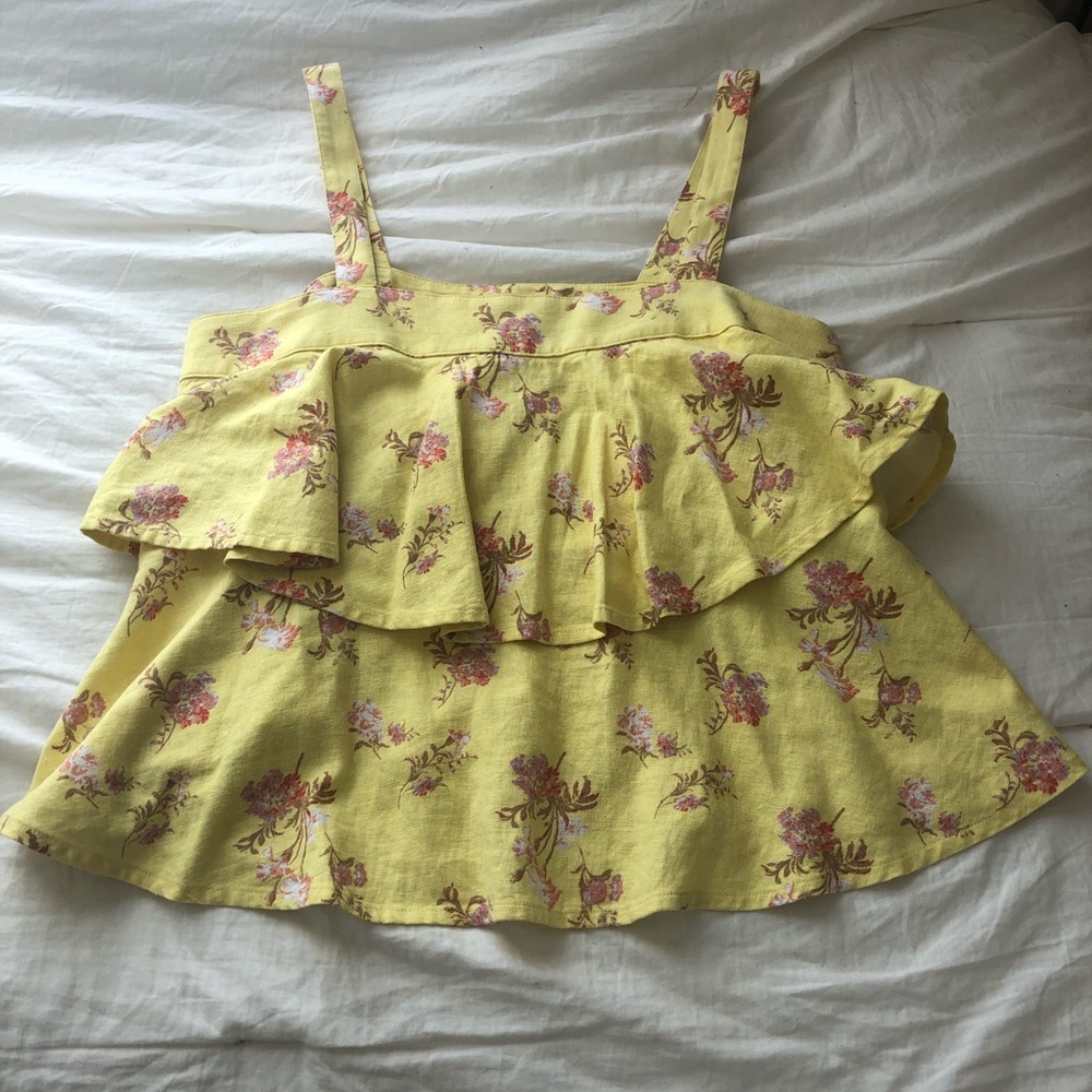 Yellow and pink flounce top